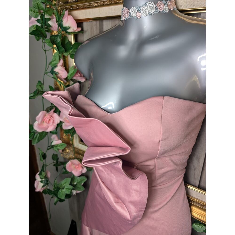 SHEIN Belle Strapless Ruffle Cocktail Dress Dusty Pink Fairycore Formal Dress - Picture 2 of 4